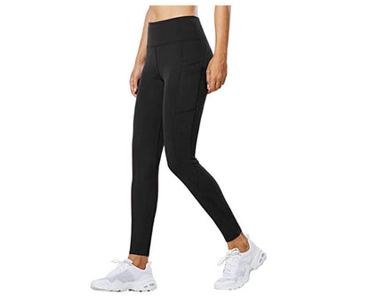 Yoga Pants for Women High Waist with Pockets Flex Leggings Tummy Control Workout Running Tights - Black