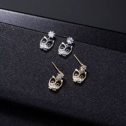 New Hot Fashion 925 Sterling Silver Owl Earrings for Women Girls Gift Fashion Statement Jewelry Cute Earrings