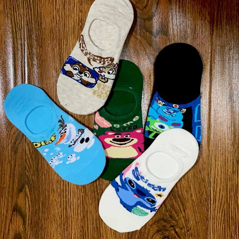 10 Pieces = 5 Pairs Korea Summer Socks Women Cartoon Animal Bear Mouse Socks Cute Funny Invisible Cotton Ankle Socks Size 35-41