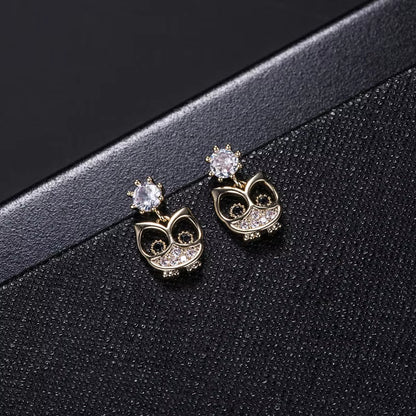 New Hot Fashion 925 Sterling Silver Owl Earrings for Women Girls Gift Fashion Statement Jewelry Cute Earrings