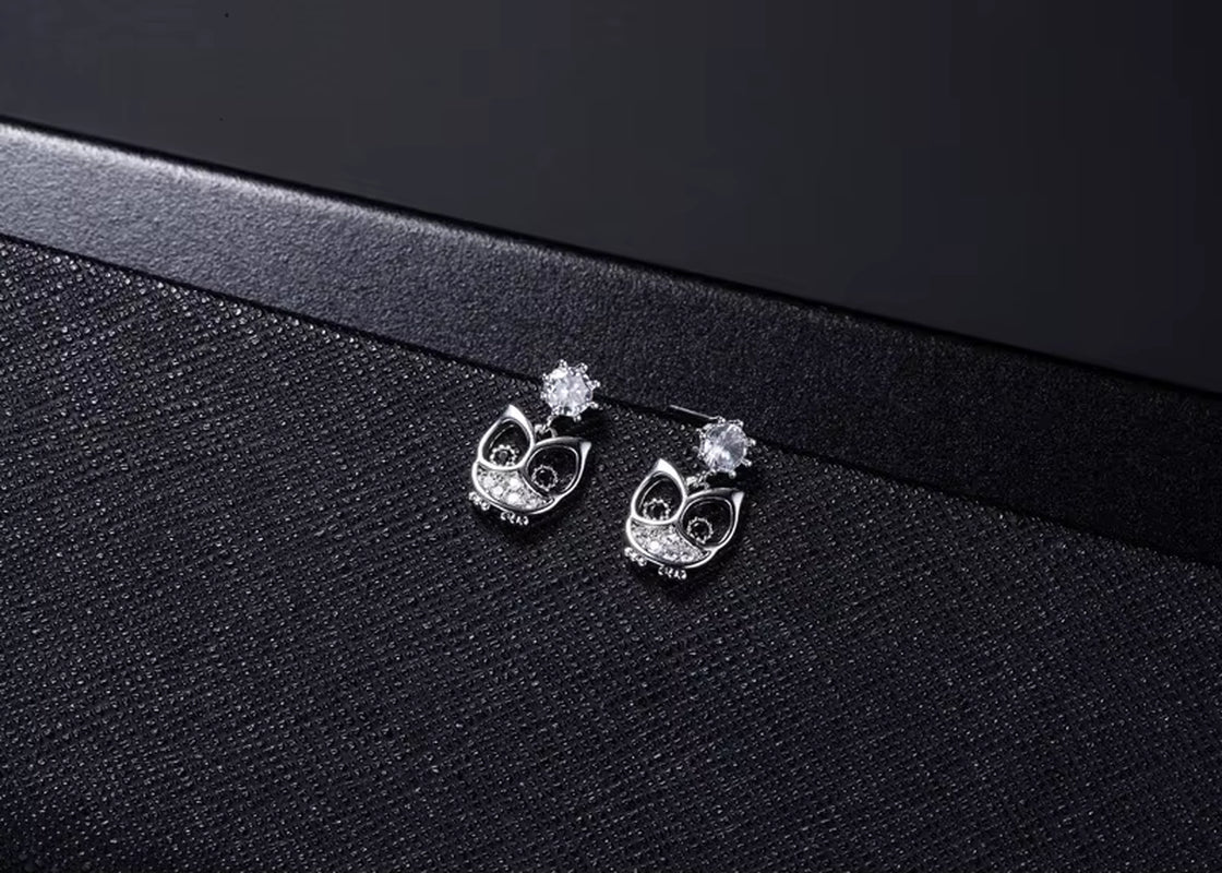 New Hot Fashion 925 Sterling Silver Owl Earrings for Women Girls Gift Fashion Statement Jewelry Cute Earrings