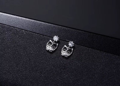 New Hot Fashion 925 Sterling Silver Owl Earrings for Women Girls Gift Fashion Statement Jewelry Cute Earrings