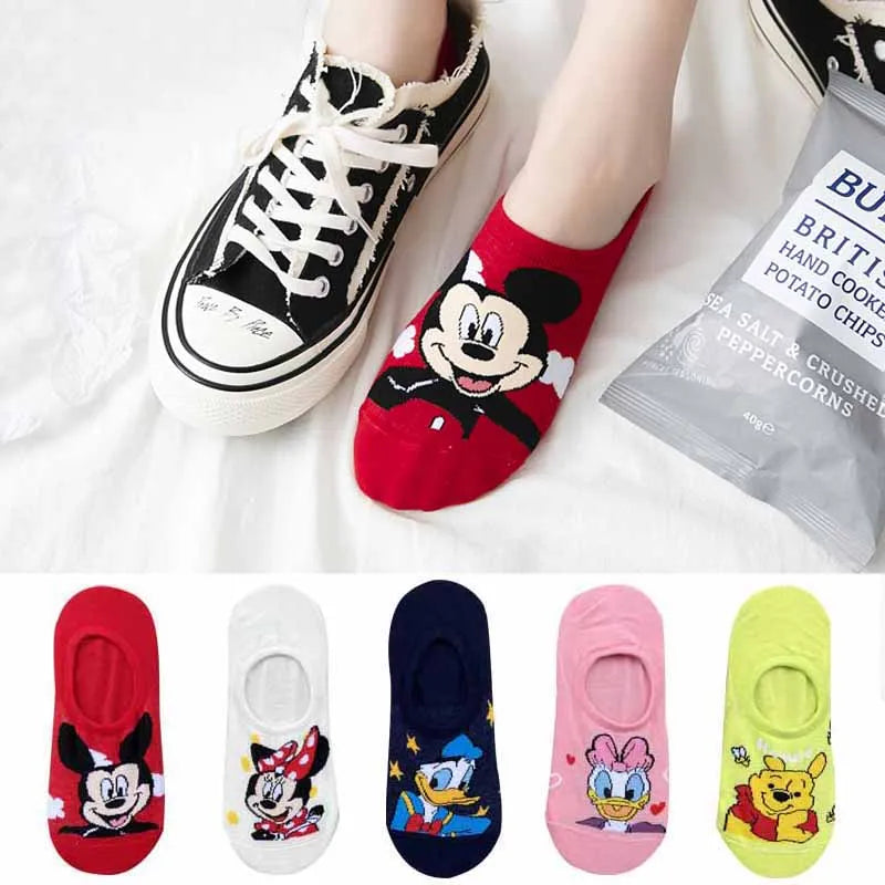 10 Pieces = 5 Pairs Korea Summer Socks Women Cartoon Animal Bear Mouse Socks Cute Funny Invisible Cotton Ankle Socks Size 35-41