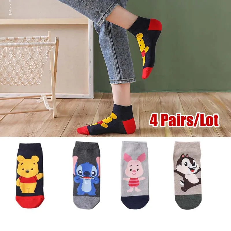 10 Pieces = 5 Pairs Korea Summer Socks Women Cartoon Animal Bear Mouse Socks Cute Funny Invisible Cotton Ankle Socks Size 35-41