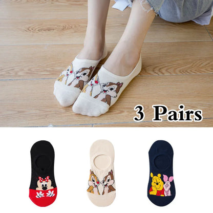 10 Pieces = 5 Pairs Korea Summer Socks Women Cartoon Animal Bear Mouse Socks Cute Funny Invisible Cotton Ankle Socks Size 35-41