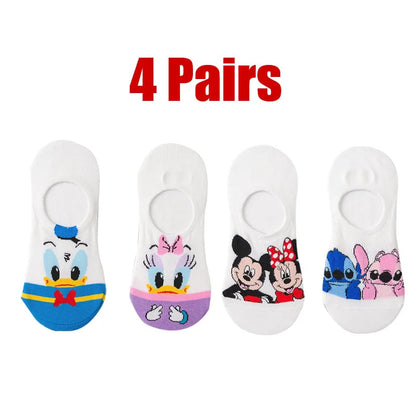 10 Pieces = 5 Pairs Korea Summer Socks Women Cartoon Animal Bear Mouse Socks Cute Funny Invisible Cotton Ankle Socks Size 35-41