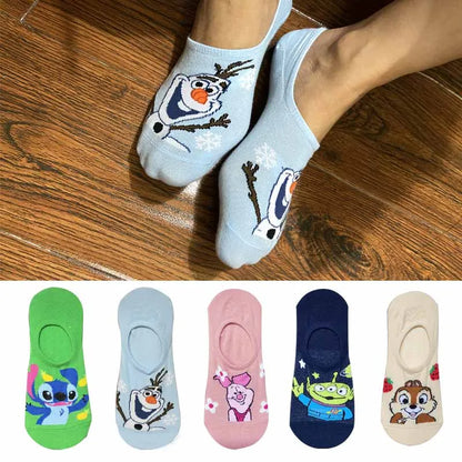 10 Pieces = 5 Pairs Korea Summer Socks Women Cartoon Animal Bear Mouse Socks Cute Funny Invisible Cotton Ankle Socks Size 35-41