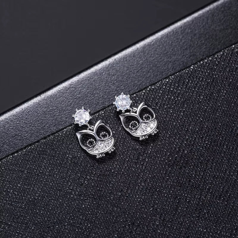 New Hot Fashion 925 Sterling Silver Owl Earrings for Women Girls Gift Fashion Statement Jewelry Cute Earrings