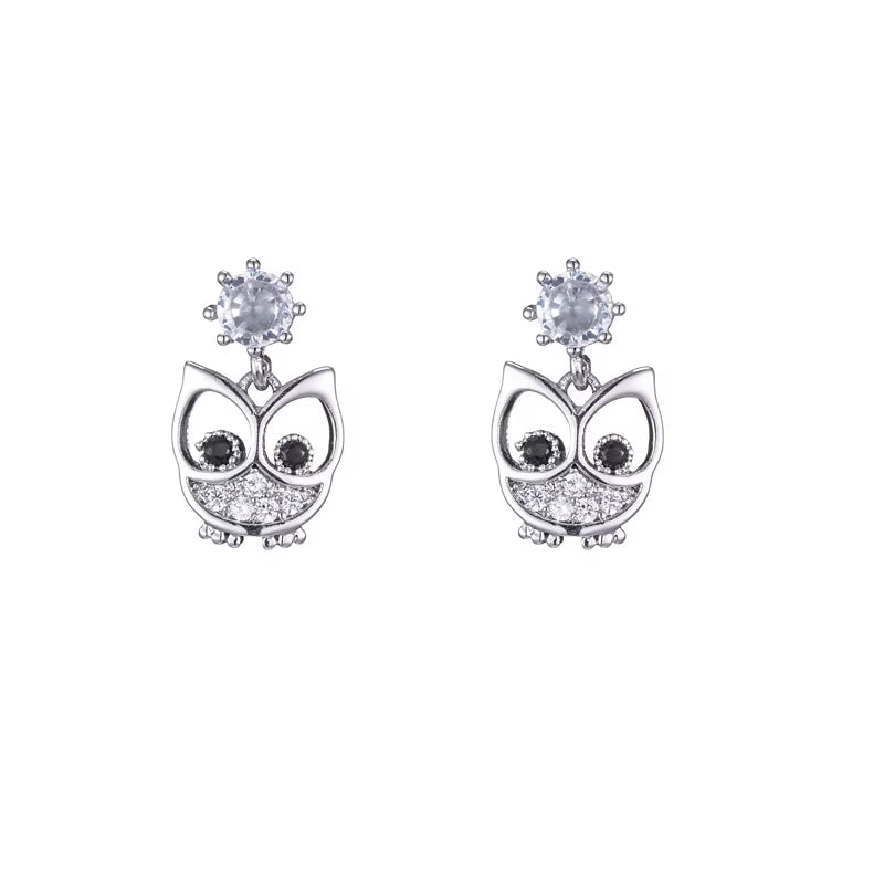 New Hot Fashion 925 Sterling Silver Owl Earrings for Women Girls Gift Fashion Statement Jewelry Cute Earrings